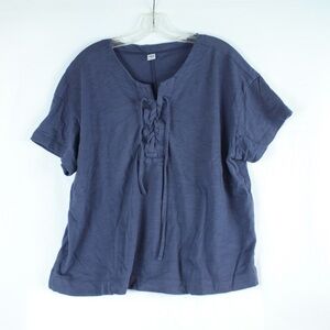 Old Navy Blue Short Sleeve Pull String T Shirt Womens Size XL